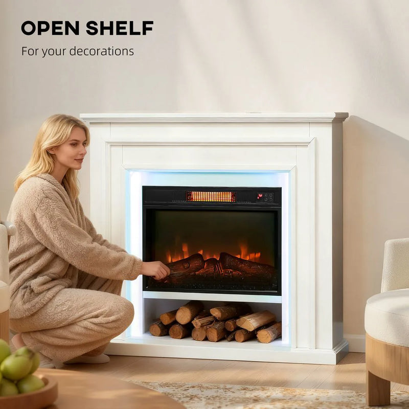 HOMCOM 4777 BTU Multicolour LED Electric Fireplace - White