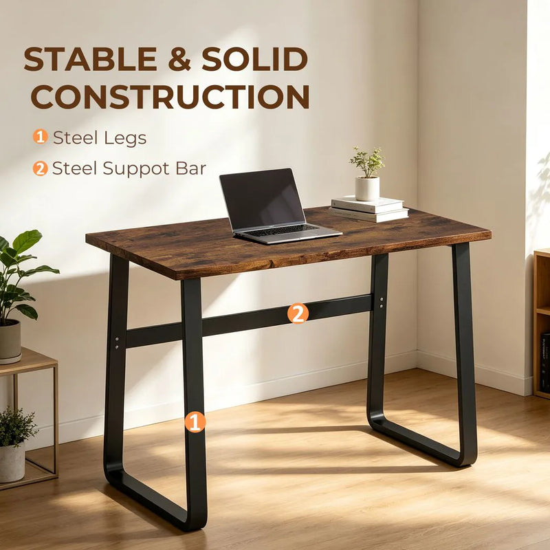 HOMCOM Industrial Writing Desk With Metal Legs, 100 x 58 x 74.5cm, Rustic Brown and Black