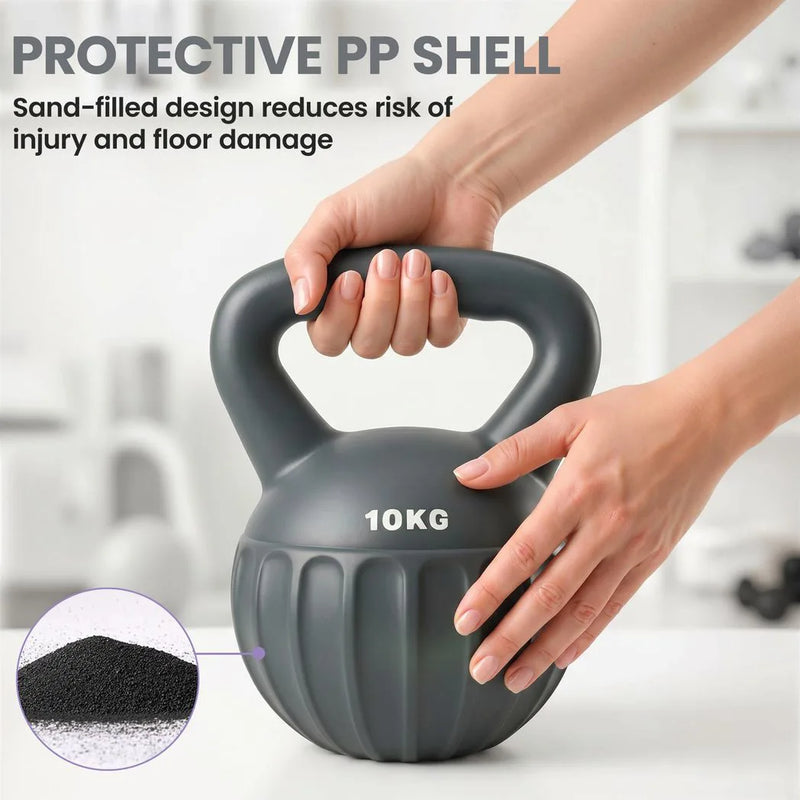 SPORTNOW Kettlebell for Strength Training Kettle Bell with Non-Slip Handle 10 kg Grey