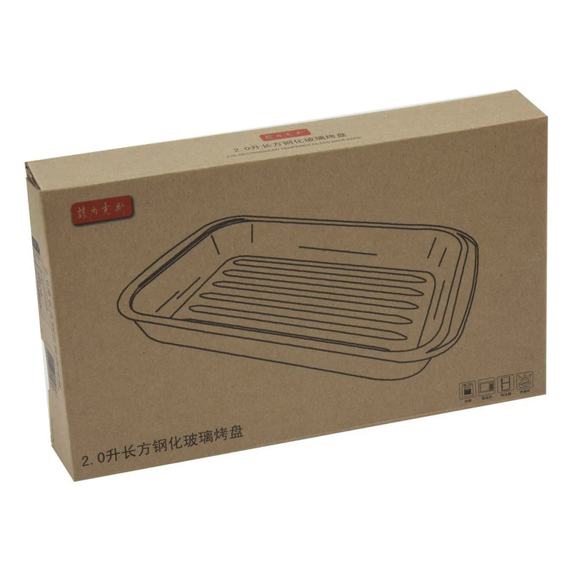 Durane Tempered Glass Ribbed Oven Roasting Tray 2L (Parcel Plus Rate)