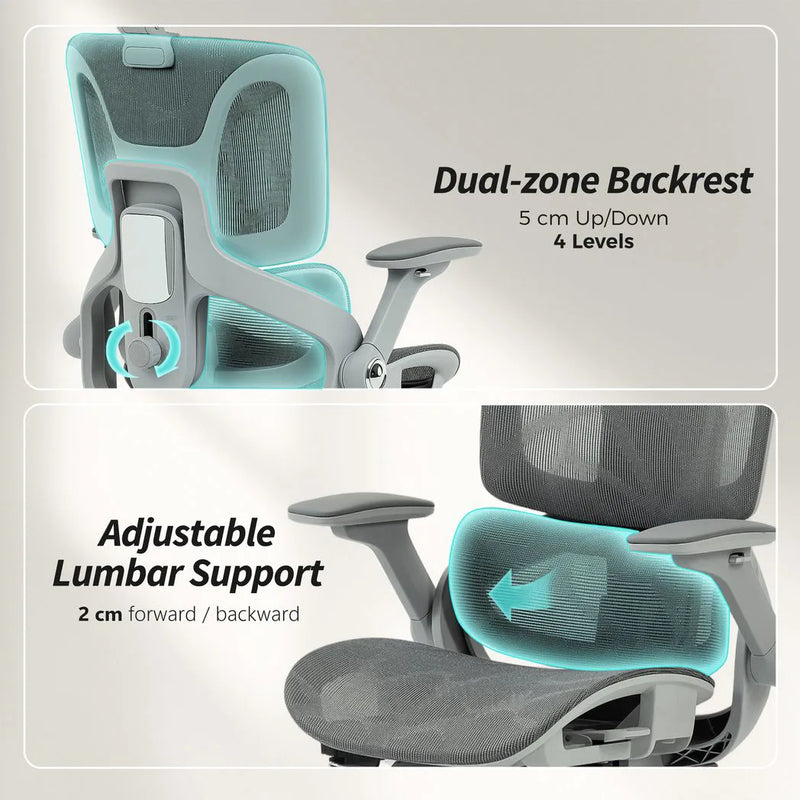HOMCOM Ergonomic Office Chair, High Back Mesh Desk Chair, Grey