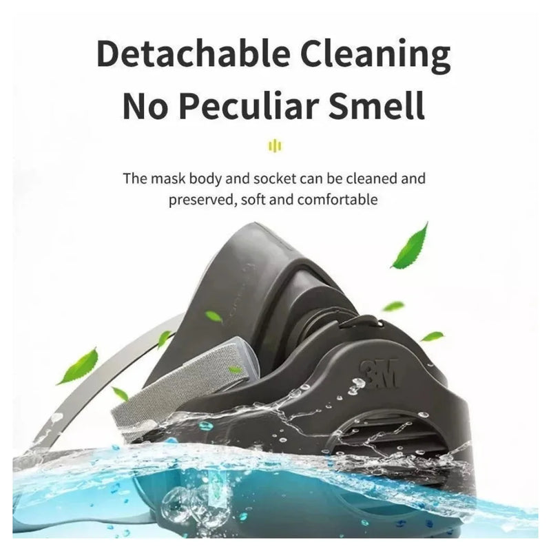 3200 Face Mask Half Face Cover Respirator Filter Reusable Facepiece With Goggles