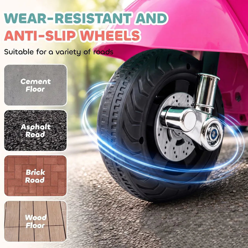 HOMCOM Vespa Licensed 6V Kids Electric Motorbike Ride On Motorcycle  Battery Powered for 18-36 Months with Horn, Pink
