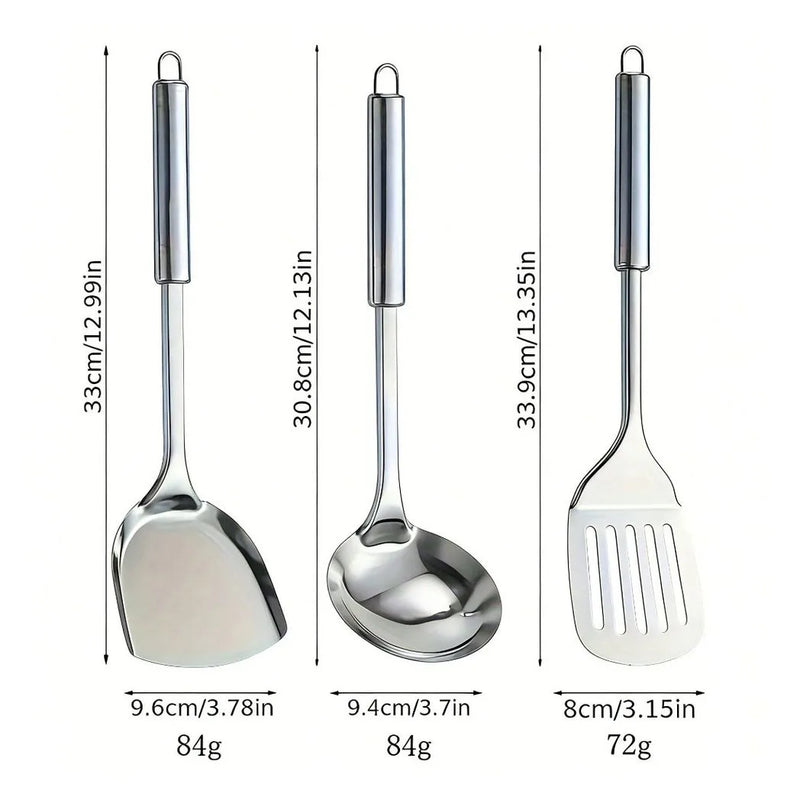 9Pcs Stainless Steel Cooking Utensil Set Heat-Resistant Metal Kitchen Tools UK