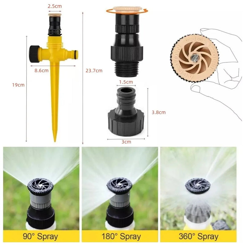 8Pcs 360° Water Sprinkler Garden Automatic Watering Lawn Spike Grass Hose UK