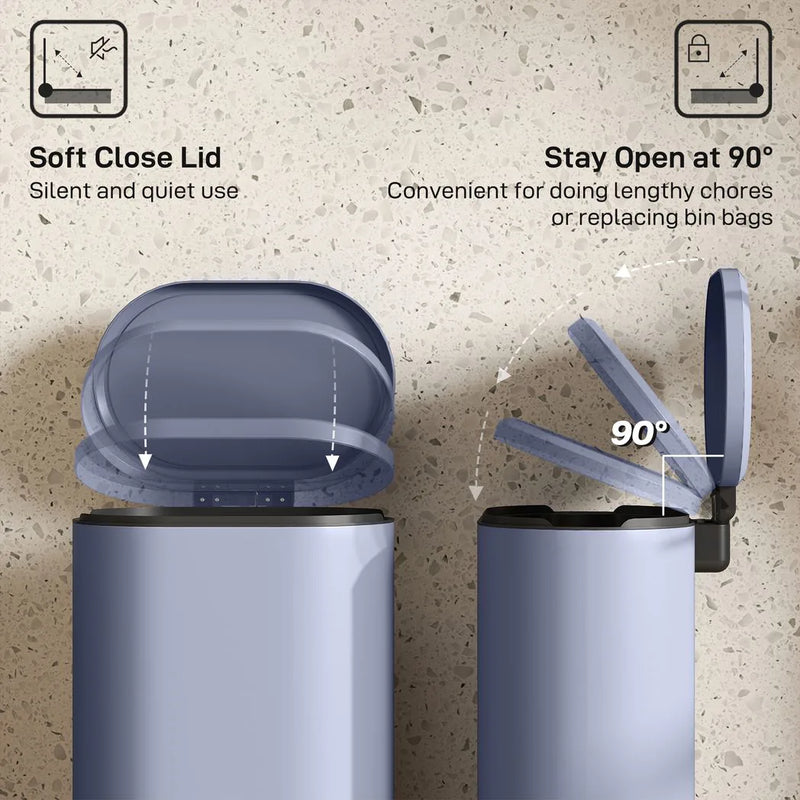 HOMCOM 30 L Modern Curved Kitchen Bin - Grey
