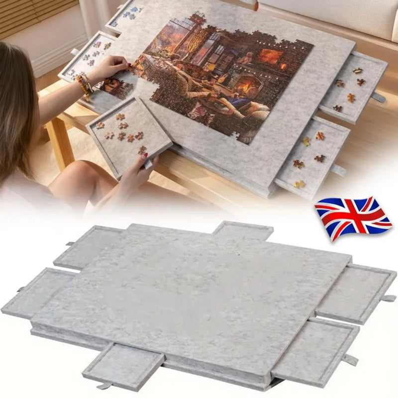 Felt Jigsaw Puzzle Board Portable Puzzle Storage-Table w/ 6 Slid Drawer 1000pcs