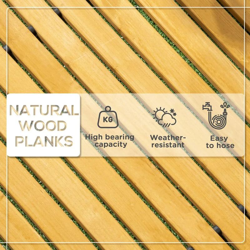 Outsunny Rollable Wooden Garden Pathway Weather-Resistant Walk Way for Wedding Party Pathways 185 x 60 cm