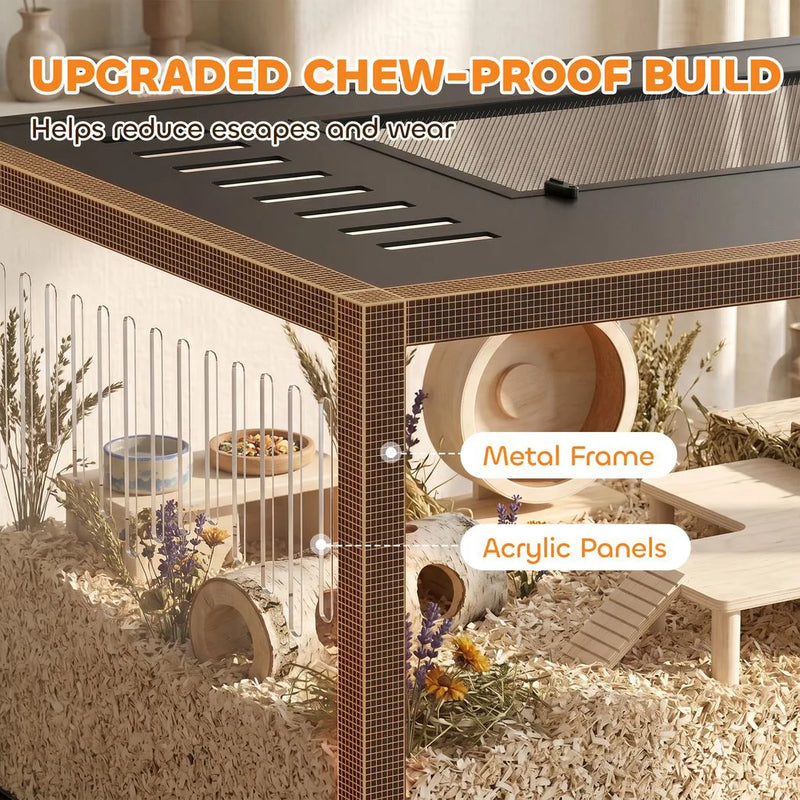 PawHut Hamster Cage, Chewproof Metal Rat Cage with Deep Base, Openable Top for Syrian Dwarf Hamster, Gerbil, 80 x 45 x 50.5 cm