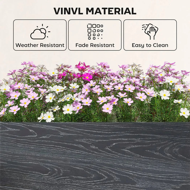 Outsunny Vinyl Raised Garden Bed Kit, 3 x 3 x 1ft Modular Elevated Garden Box with Slotting Legs and Open Bottom, Dark Grey