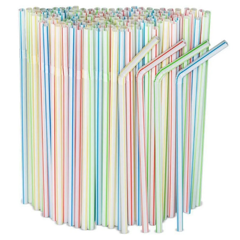 1000 x Plastic Straws Bendy Colourful Straw Birthday Wedding Summer Party Drink