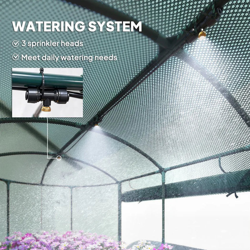 Outsunny Galvanised Raised Garden Bed Kit with Self Watering System and Mesh Cover, Garden Boxes, 6x3Ft, Dark Grey and Green