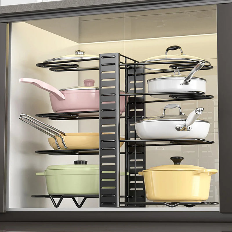 Adjustable Pan Organiser Pot Saucepan Kitchen Storage Rack Holder Sturdy Shelf