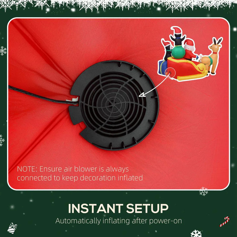 Outsunny 6ft Inflatable Santa Sleigh Decoration, with Accessories