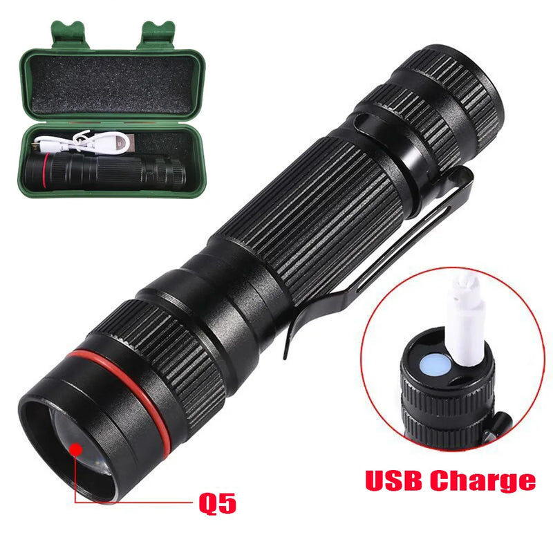 2 Pack USB Rechargeable LED Flashlight Adjustable Focus 3-Modes Outdoor Mini Flashlight W/ USB Cable+Mini Box (US Logistics For USPS/DHL/Fedex/UPS. No designated logistics accepted，TK/TMEU only For self-pickup）