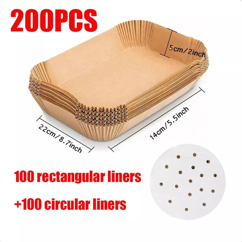 NEW 100*Air Fryer Paper+100*Circular Pad Paper Liners Disposable NonStick Parchment UK