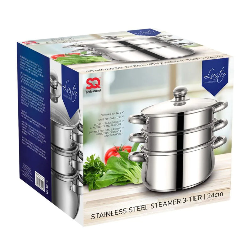 Sq Professional Lustro Stainless Steel Steamer 3 Tier 4.5L