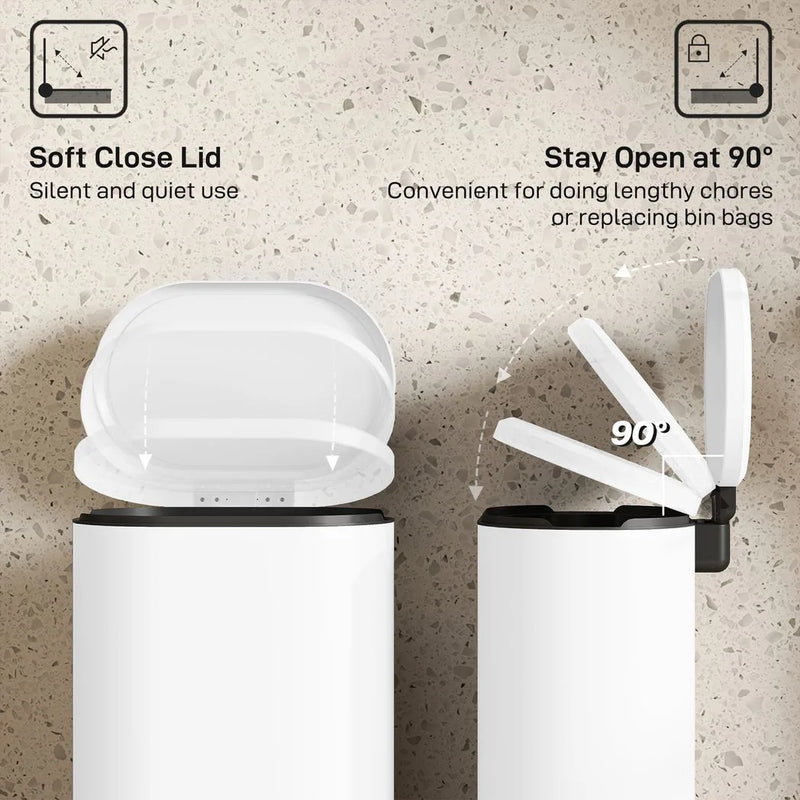 HOMCOM 30 L Modern Curved Kitchen Bin - White