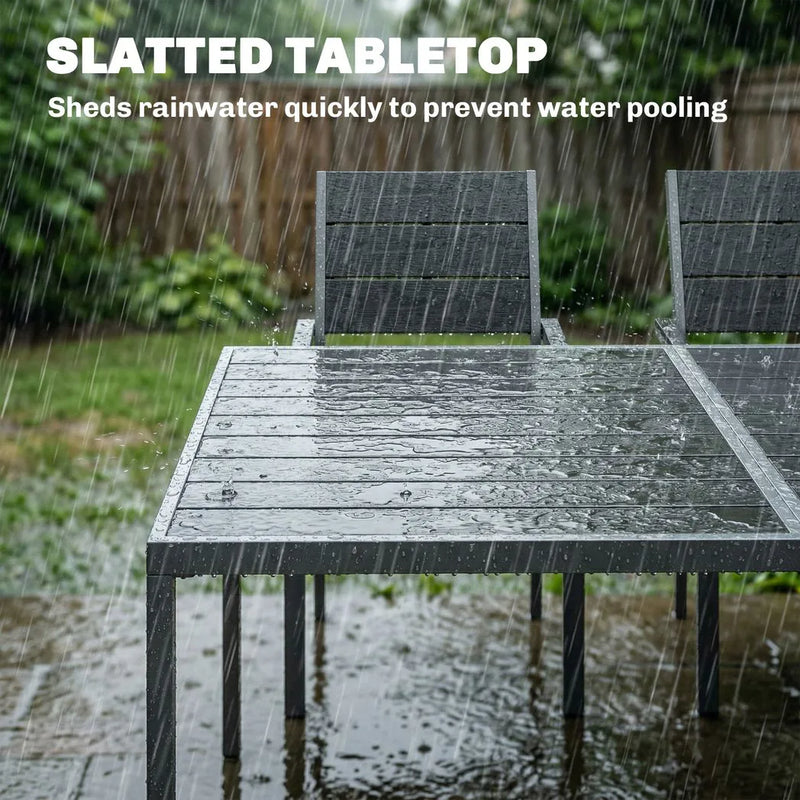 Outsunny 7 Pieces Outdoor Dining Set, Patio Table and Chairs for 6, Garden Dining Furniture Set with Slatted Tabletop