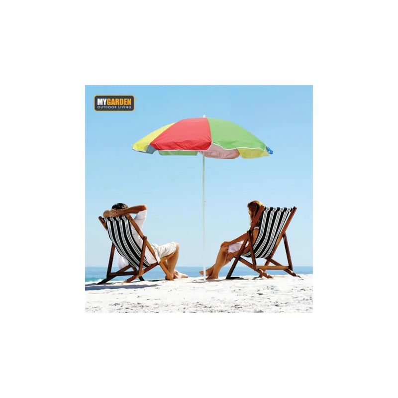 Beach Umbrella Parasol With Tilt Function Rainbow Colour