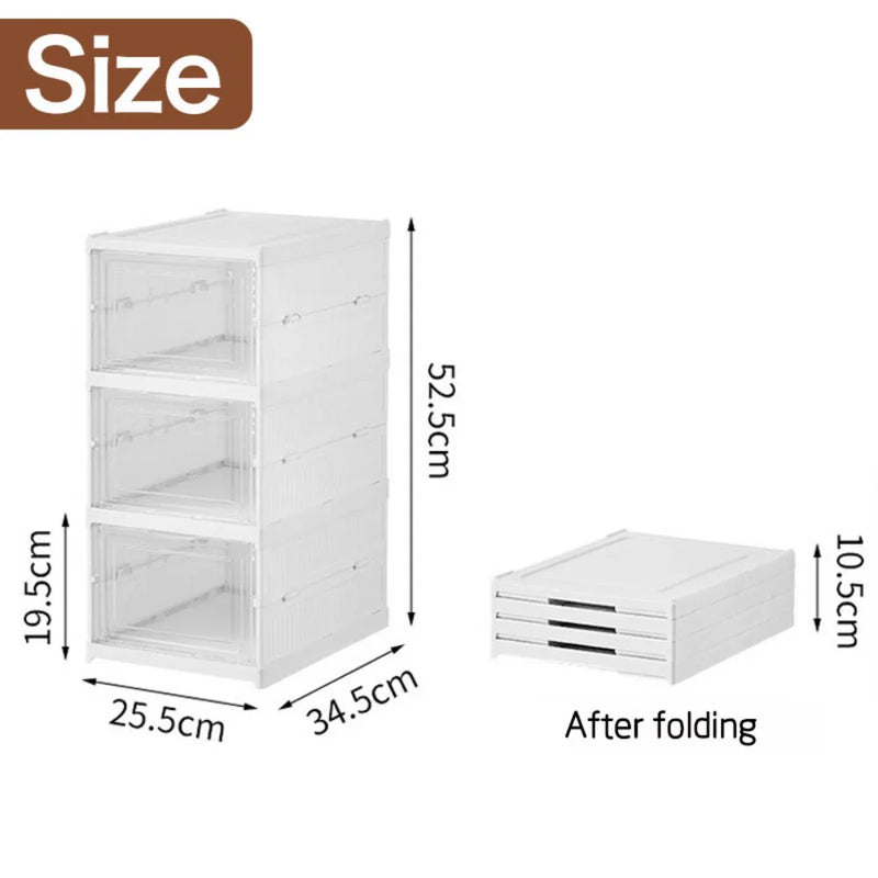 Shoe Box Shoe Storage Organizer Foldable Sneaker Boxes Collapsible Footwear Case