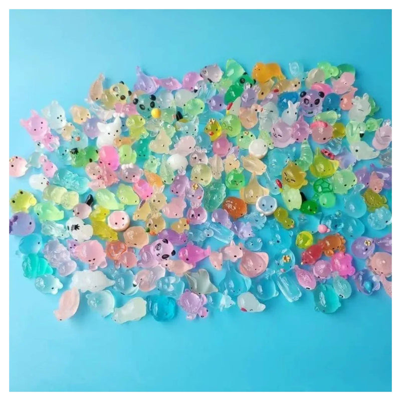 100Pcs Mini Luminous Resin Animals Glow In The Dark Mini Resin Animals Mixed