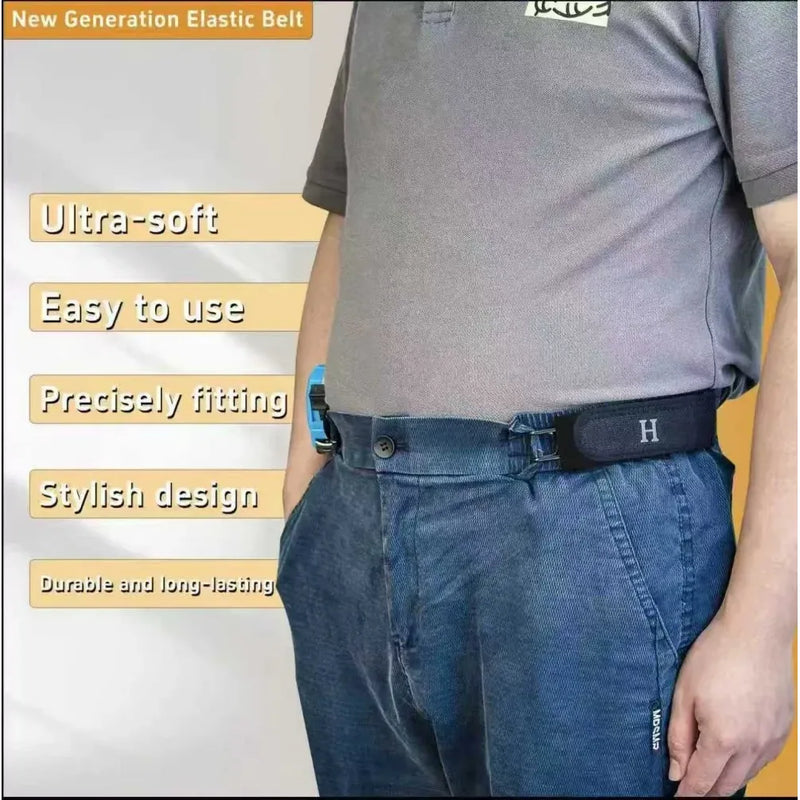 2pcs Unisex Tactical Metal Hook Elastic Belt Buckle Invisible Waist Belt Closure