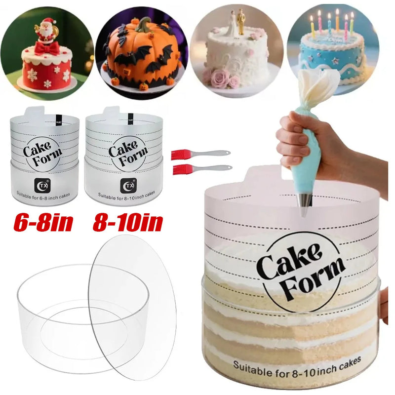 2Pcs Acrylic Cake Mold Round Mousse Cake Form Adjustable Cake Ring Bakery