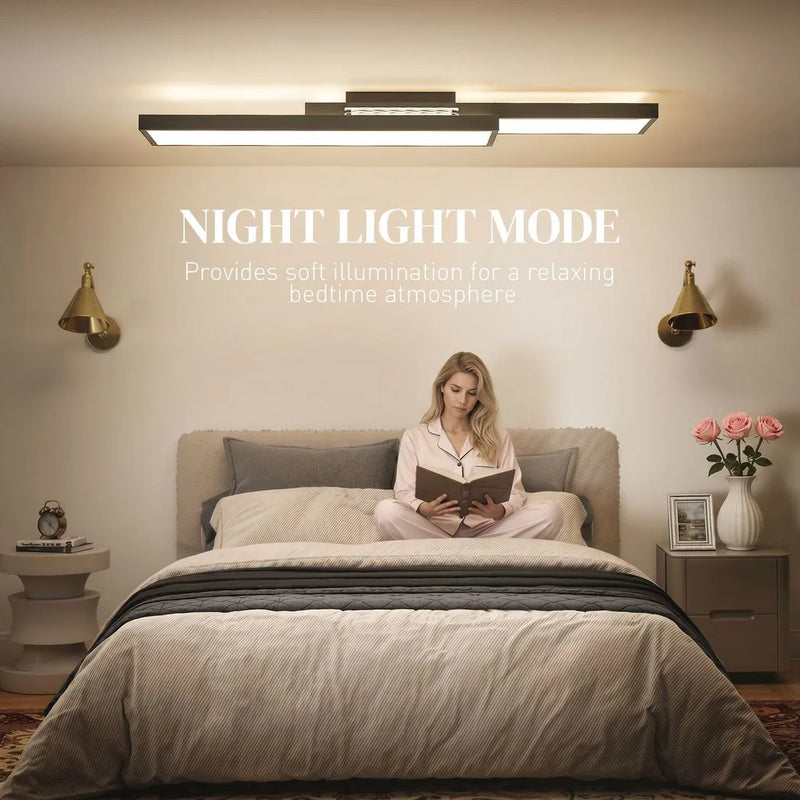 HOMCOM LED Ceiling Light, Modern Dimmable Ceiling Light with Wall Switch & Remote Control, Flush Mount Fixture Lamp with 3000-6000K Colour Temperatures for Living Room, Bedroom, Black