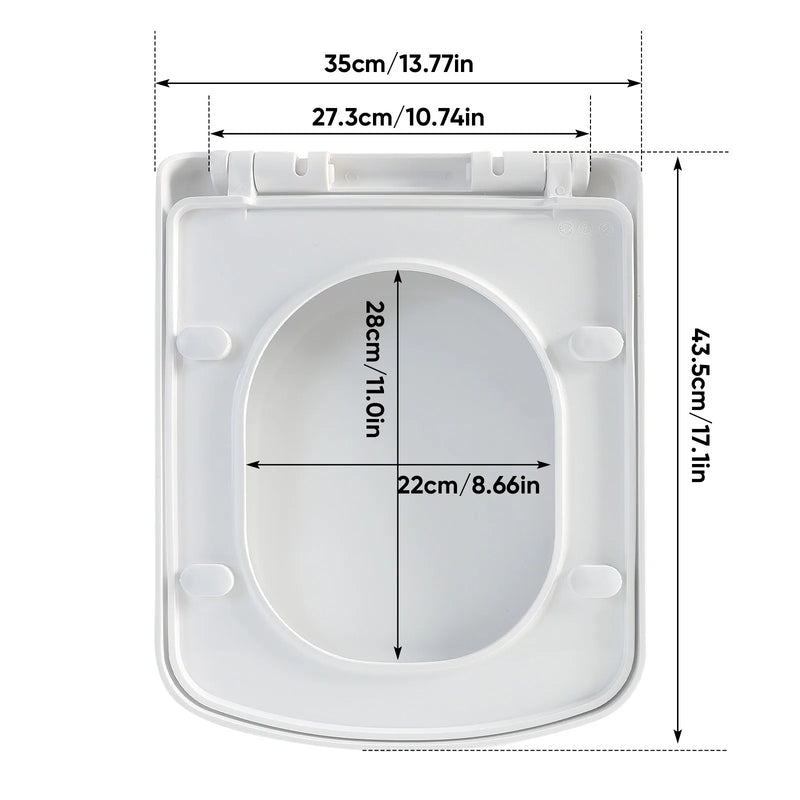 Soft Close Square Toilet Seat Quick Release Anti-Bacterial Adjustable Heavy Duty