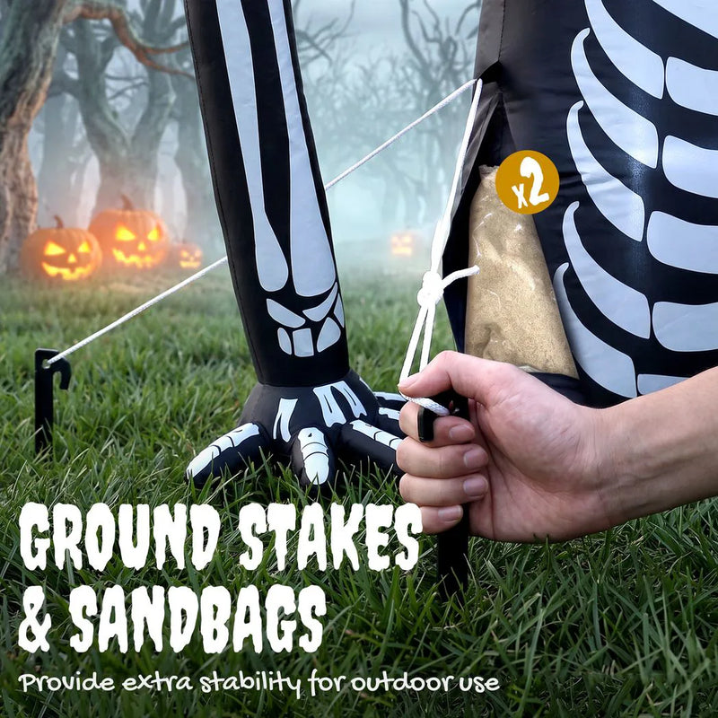 Outsunny Inflatable Ground Crawling Skeleton, Scary Halloween Decoration with Built-in LED Lights for Indoor Outdoor Decor