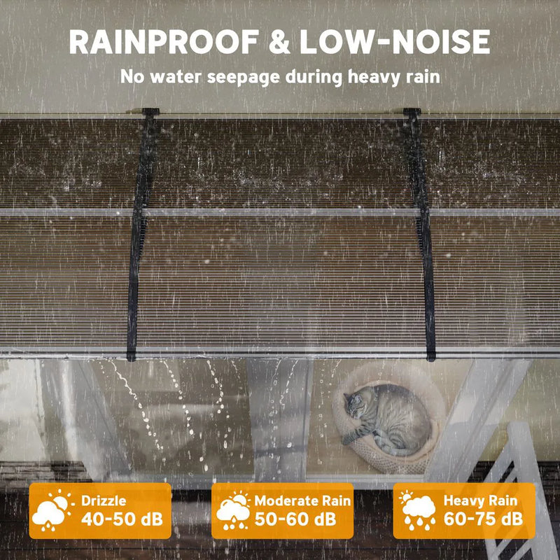 Outsunny Front Door Canopy, Outdoor Awning, Rain Shelter, 303 x 96cm , Brown