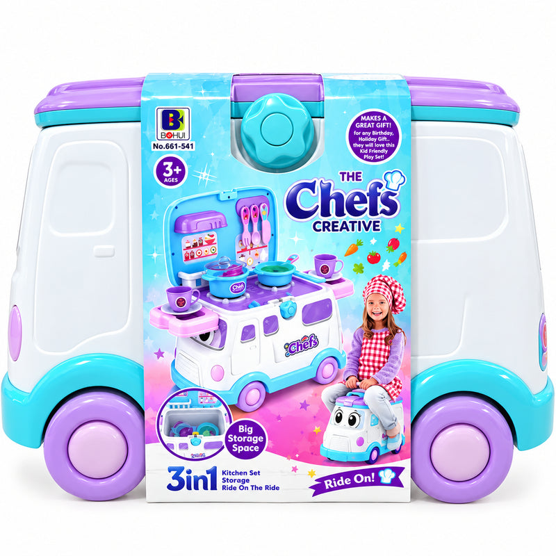 3 In 1 Chef's Creative Kitchen Set - Ride On, Playset & Storage Box