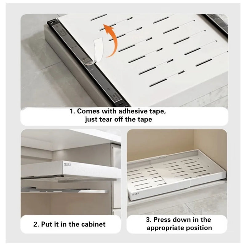 Pull Out Cabinet Organizer Slide Out Drawer Storage Shelves Extendable Kitchen