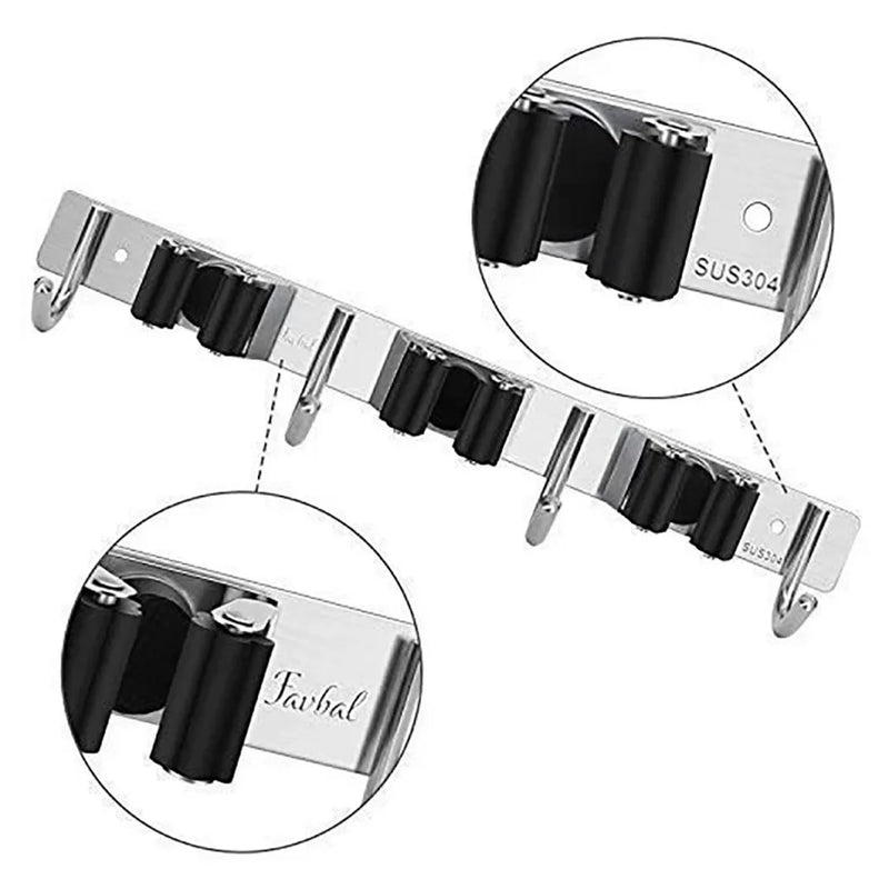 Garage Wall Organizer: 3-Slot Tool Holder with 4 Hooks for Efficient Storage