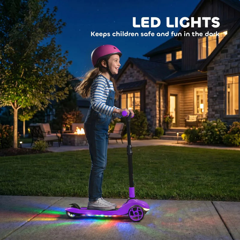 AIYAPLAY Three-Wheel Foldable Electric Scooter for Kids Aged 6-10 Years, Purple