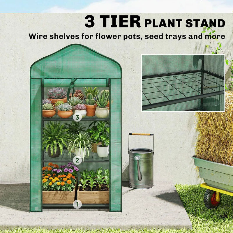 Outsunny Three-Tier Mini Greenhouse - Green