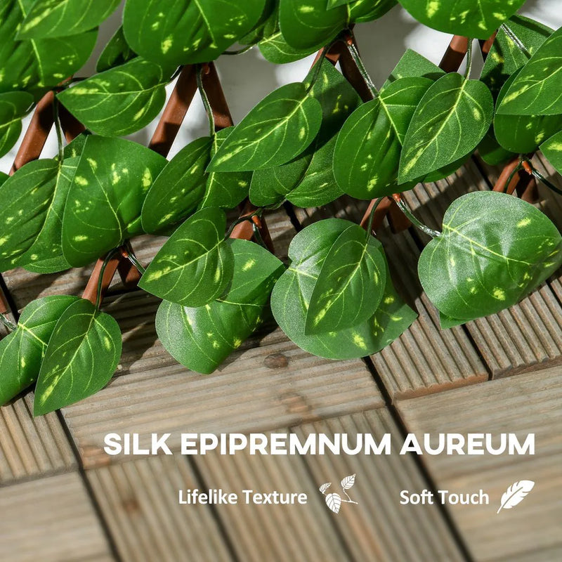 Outsunny Set of 2 Expandable Artificial Trellis Hedges ? Realistic Leaf Privacy Screen, 2 x 1 m