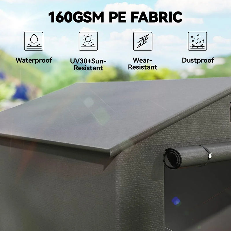 Outsunny 8 x 6 ft Outdoor Garden Storage Shed, Waterproof Bike Tent with Roll-Up Zipper Door
