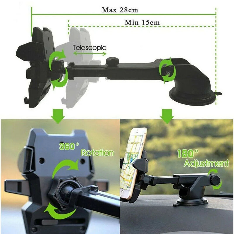 360° Rotatable In Car Suction Phone Holder Dashboard Windscreen Universal Mount