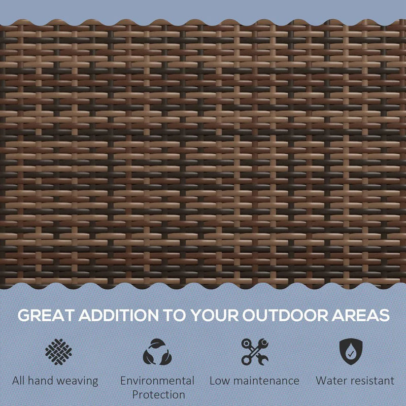 Outsunny All Weather Wicker Garden Loveseat, 2 Seater Poly Rattan Garden Bench, Outdoor Seating Bench Brown