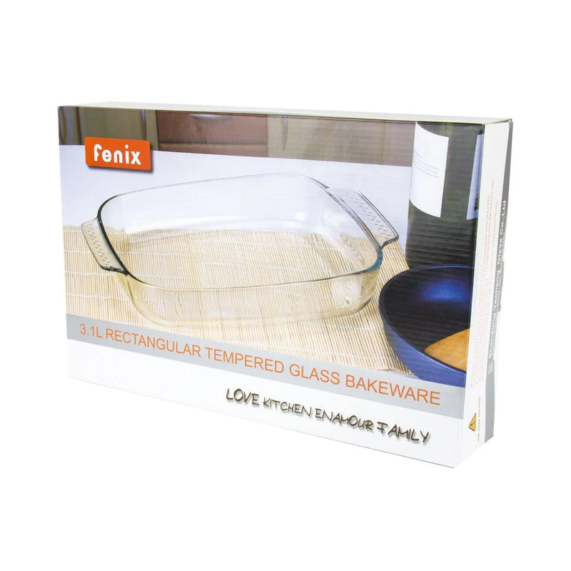 Durane Rectangular Tempered Glass Oven Roasting Tray 3L (Parcel Plus Rate)