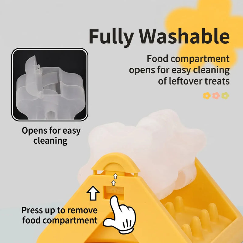 360° Rotating Puzzle Dog Bowl Slow Feeder Anti Bloat Gulp Interactive Feed Dish-yellow
