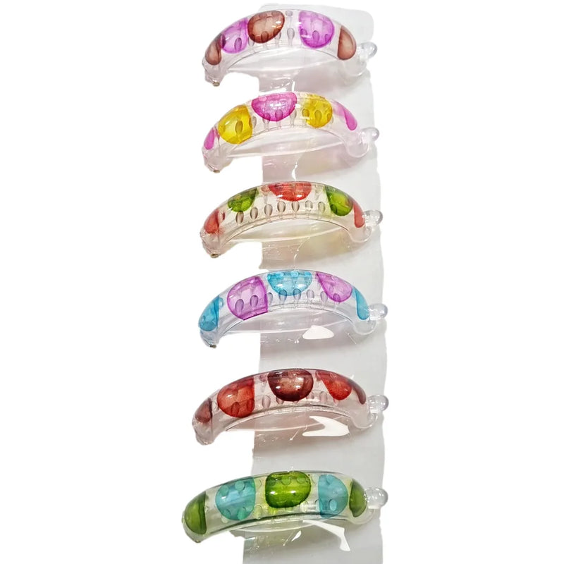 Plastic Hair Clip Dotted Design Assorted Colours