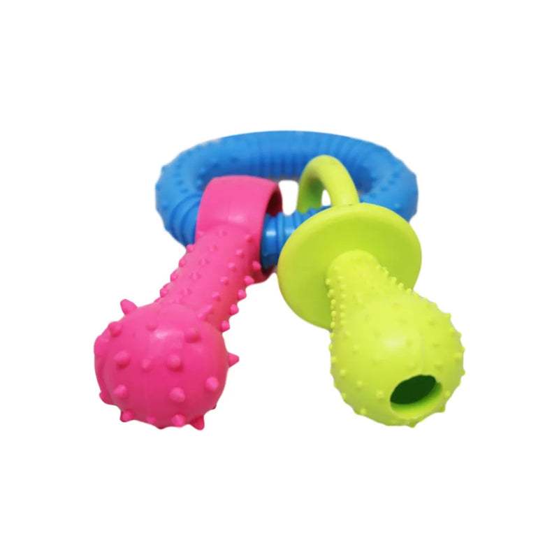 Pet Dog Chewing Toy Dummy Ring With Bone Assorted Colours