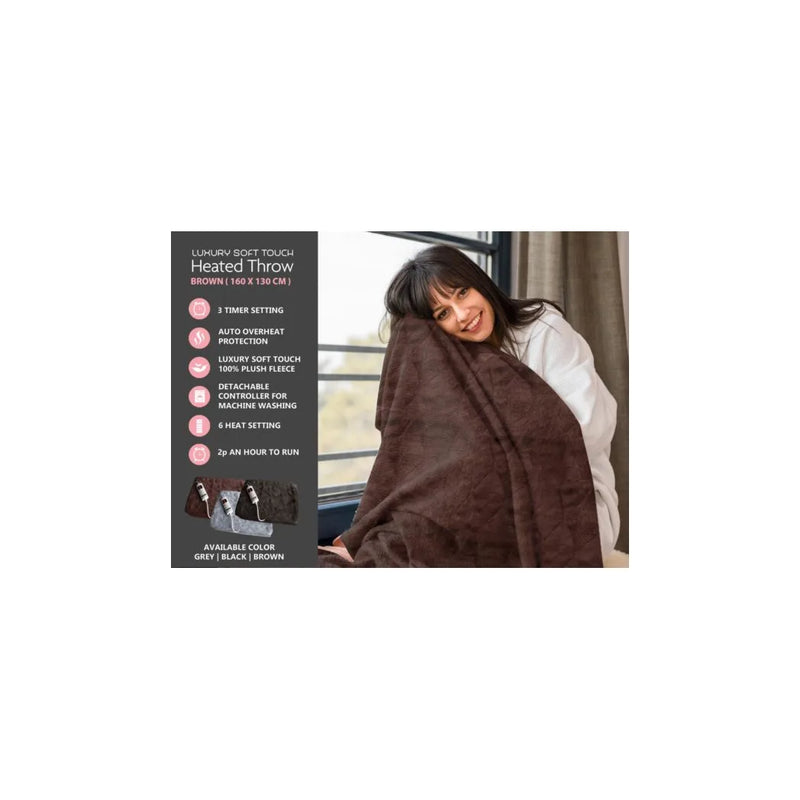 Lu x ury Soft Touch Electric Heated Throw Blanket