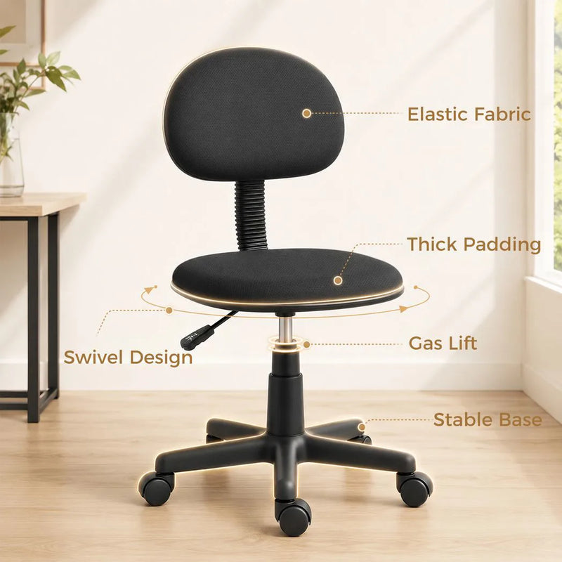 HOMCOM Small Armless Office Chair - Black