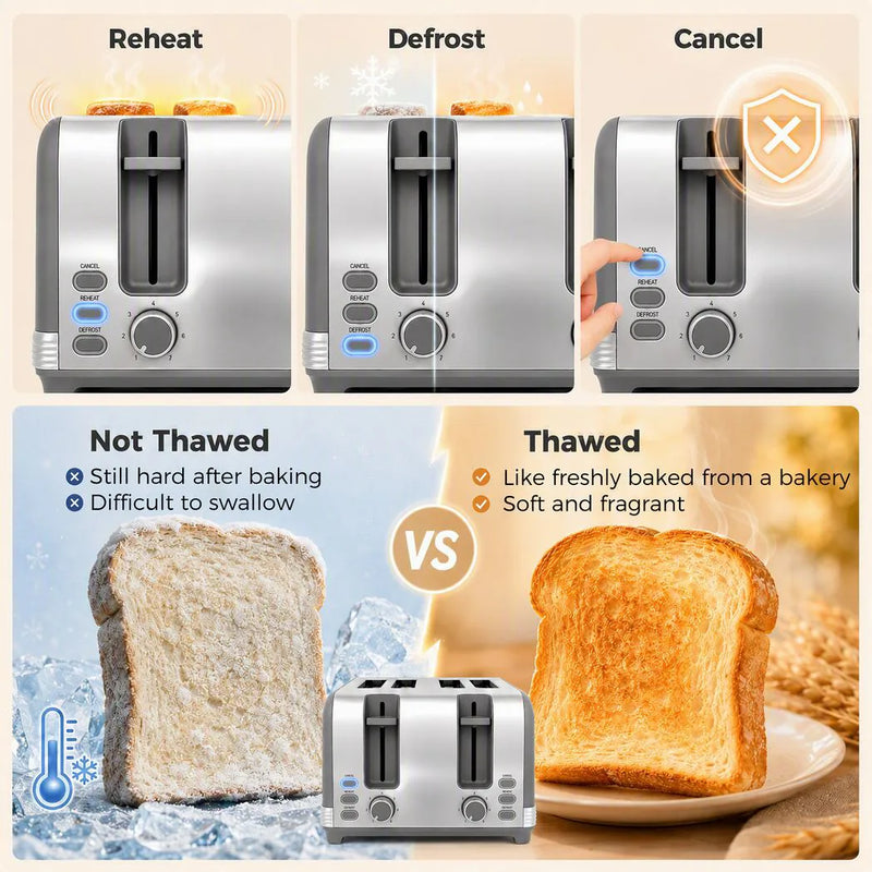 HOMCOM Stainless Steel Kettle and Toaster Set, 1.7L 3000W Cordless Fast Boil Kettle, 4 Slice Toaster Kitchen Set, Grey