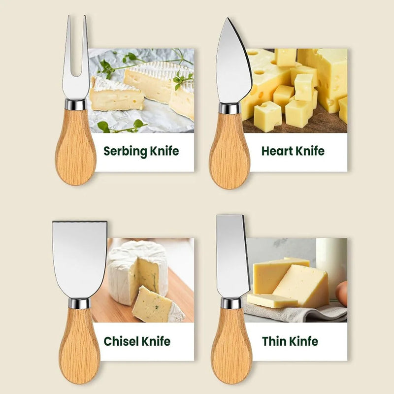 4-piece cheese knife and spatula set / bread and fruit knife box combination set