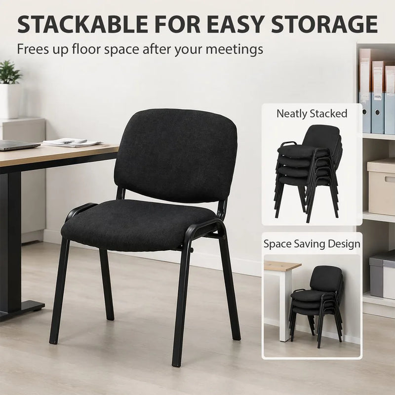HOMCOM Meeting Chair, Stackable Ergonomic Office Chair with Padded Seat, Curved Backrest for Conference Room, Black